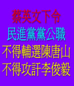 蔡英文下令：台南縣民進黨員攻訐黨提名人李俊毅者，將以黨紀處理