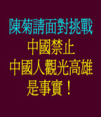 中國禁止中國人觀光高雄是事實！希望高雄市長陳菊面對挑戰