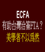 ECFA有助台灣洽簽FTA？美學者不以為然