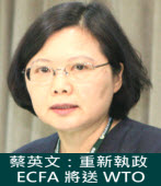 蔡英文：重新執政，ECFA 將送 WTO｜台灣e新聞  