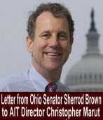 Letter from Ohio Senator Sherrod Brown to AIT Director Christopher Marut｜台灣e新聞