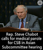 Rep. Steve Chabot calls for medical parole for CSB in Asian Subcommittee hearing- 台灣e新聞