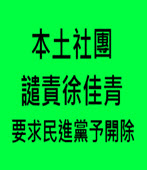 本土社團譴責徐佳青　要求民進黨予開除 -台灣e新聞