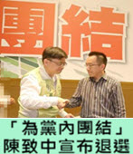 「為黨內團結」 陳致中宣布退選 - 台灣e新聞