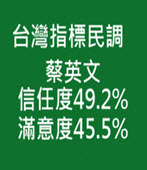 台灣指標民調 蔡英文信任度49.2% 滿意度45.5%/林全施政表現37.3%滿意、40.4%不滿意-台灣e新聞